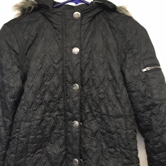 O’Neil Faux Fur Hoodie Quilted Jacket Black Small - Picture 7 of 9